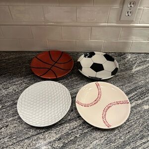 Set of 4 Pottery Barn Game Plan Plates